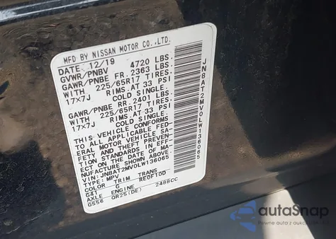 2020 Nissan Rogue Sv Intelligent Awd из США, поврежденный, VIN JN8AT2MV0LW136065